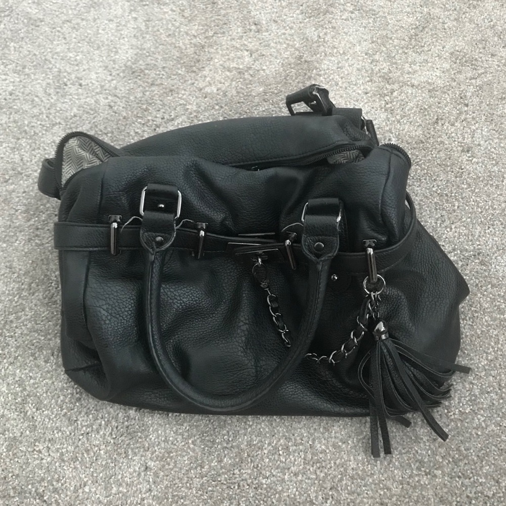 Steve Madden Black Neptune Satchel Purse
